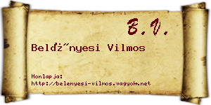 Belényesi Vilmos névjegykártya